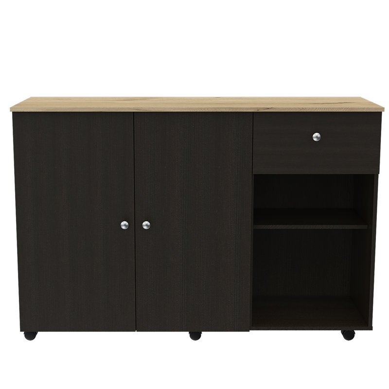 Wade Logan® Victoria Kitchen Island on Casters with 4 Interior Shelves